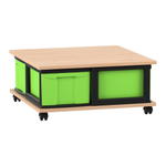 Flexeo® Fahrbares Containersystem mit Ablage, 4 große Boxen