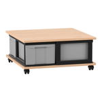 Flexeo® Fahrbares Containersystem mit Ablage, 4 große Boxen