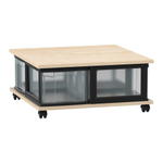 Flexeo® Fahrbares Containersystem mit Ablage, 4 große Boxen