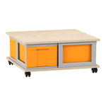 Flexeo® Fahrbares Containersystem mit Ablage, 4 große Boxen