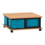 Flexeo® Fahrbares Containersystem mit Ablage, 4 große Boxen