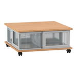 Flexeo® Fahrbares Containersystem mit Ablage, 4 große Boxen