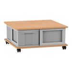 Flexeo® Fahrbares Containersystem mit Ablage, 4 große Boxen
