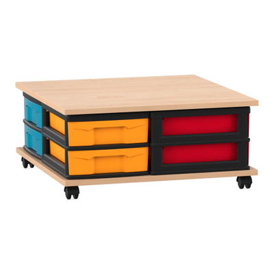 Flexeo® Fahrbares Containersystem mit Ablage, 8 kleine Boxen