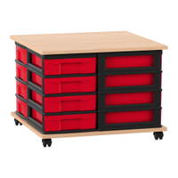 Flexeo® Fahrbares Containersystem mit Ablage, 16 kleine Boxen