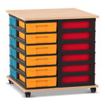Flexeo® Fahrbares Containersystem mit Ablage, 24 kleine Boxen - 815012 P01