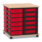 Flexeo® Fahrbares Containersystem mit Ablage, 24 kleine Boxen
