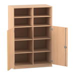 Flexeo® Schrank, 10 Fächer, Mittelwand, 2 Halbtüren, Breite 94,4 cm