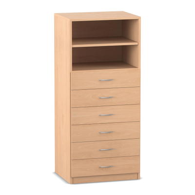 Flexeo® Schrank, 6 kleine Schubladen, 2 Fächer, Breite 64,1 cm