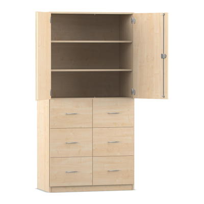 Flexeo® Schrank, 6 große Schubladen, 3 Fächer, 2 Türen