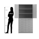Flexeo® Schrank, 12 kleine Schubladen, 3 Fächer, 2 Türen - 818044 P07