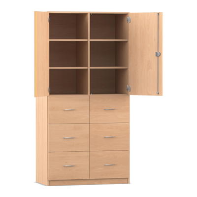 Flexeo® Schrank, 6 große Schubladen, 6 Fächer, 2 Türen, Breite 94,4 cm