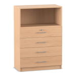 Flexeo® Schrank, 4 kleine Schubladen, oben 1 Fach = 3 Ordnerhöhen