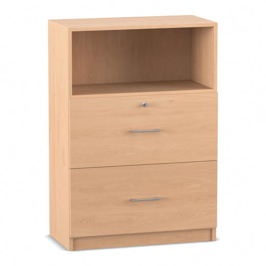 818069_p02_1000 Flexeo® Schrank, 2 große Schubladen, oben 1 Fach = 3 Ordnerhöhen