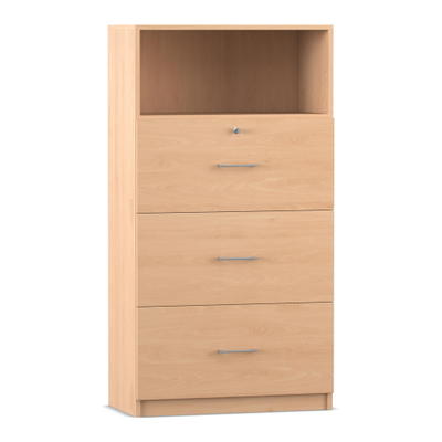 Flexeo® Schrank, 3 große Schubladen, oben 1 Fach = 4 Ordnerhöhen