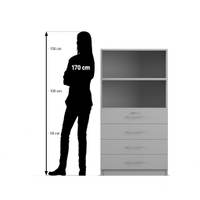 Flexeo® Schrank, 4 kleine Schubladen, oben 2 Fächer = 4 Ordnerhöhen - 818072 P07