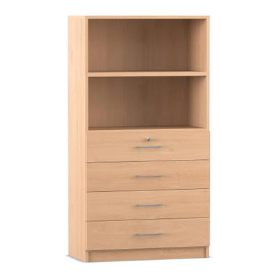 Flexeo® Schrank, 4 kleine Schubladen, oben 2 Fächer = 4 Ordnerhöhen