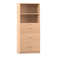 Flexeo® Schrank, 3 große Schubladen, oben 2 Fächer = 5 Ordnerhöhen