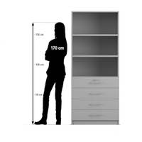 Flexeo® Schrank, 4 kleine Schubladen, oben 3 Fächer = 5 Ordnerhöhen - 818076 P07