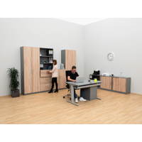 Flexeo® Schrank, 3 große Schubladen, oben 3 Fächer = 6 Ordnerhöhen – Bild 6
