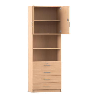Flexeo® Kombi-Schrank, 4 kleinen Schubladen = 6 Ordnerhöhen