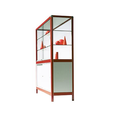 Aluminiumvitrine V17 mit Sicherheitsglas und integriertem Unterschrank