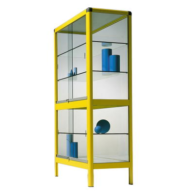 Aluminiumvitrine V17GG mit 3 verstellbaren Dickglasböden