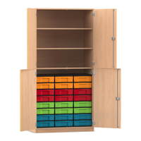 Flexeo® Schrank, 24 kleine Boxen, 3 Fächer, 4 Halbtüren - Flexeo Schrank 24 kleine Boxen 3 Faecher 4 Halbtueren 802007 P01 ZN