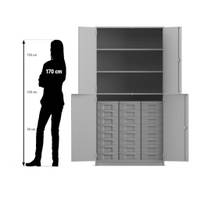 Flexeo® Schrank, 24 kleine Boxen, 3 Fächer, 4 Halbtüren – Bild 298