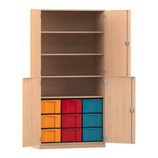 Flexeo-Schrank-9-grosse-Boxen-4-Faecher-4-Halbtueren-802008_P01-ZN Flexeo® Schrank, 9 große Boxen, 4 Fächer, 4 Halbtüren - Flexeo Schrank 9 grosse Boxen 4 Faecher 4 Halbtueren 802008 P01 ZN