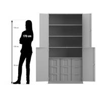 Flexeo® Schrank, 9 große Boxen, 4 Fächer, 4 Halbtüren – Bild 298