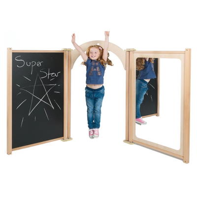 Trennwand-Set „Theater“ (Kreidetafel + Torbogen + Spiegel)