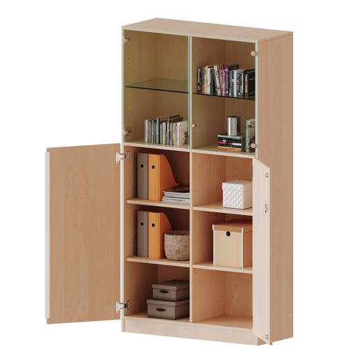 V12043T2VM Schrank, 5 Ordnerhöhen, unten Türen (3 OH), oben Vitrinentüren (2 OH) – Serie evo180 - V12043T2VM