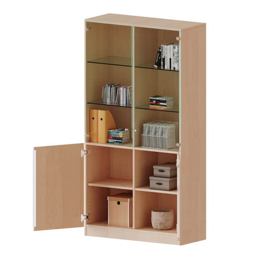V12062T3VM Schrank, 5 Ordnerhöhen, unten Türen (2 OH), oben Vitrinentüren (3 OH) – Serie evo180 - V12062T3VM