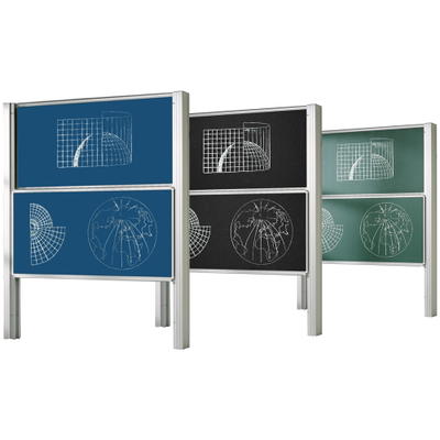 Zweiflächige Pylonentafel Schultafel aus Premium Stahlemaille, Serie PY2 E