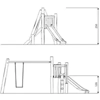 Spielturm mit Schaukel aus Robinienholz – ROBINIA RB1305 - e1ed rb1305front