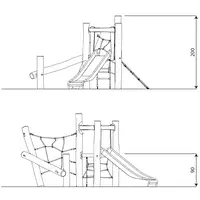 Kletterturm mit Rutsche aus Robinienholz – ROBINIA RB1302 - e9cc rb1302front