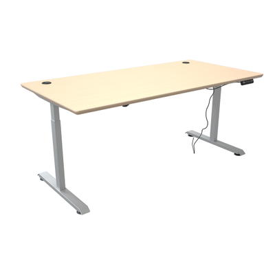 Elektrisch höhenverstellbarer Tisch Hugo, 160 x 80 cm, TH 70-117 cm – alufarben