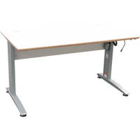 Elektrisch höhenverstellbarer Tisch Emil, TH 69-110 cm, Sperrholzplatte, abgerundete Ecken – alufarben – HPL weiß - 096626 a 18
