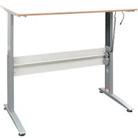 Elektrisch höhenverstellbarer Tisch Emil, TH 69-110 cm, Sperrholzplatte, abgerundete Ecken – alufarben – HPL weiß - 096626 b 18