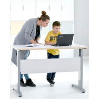 Elektrisch höhenverstellbarer Tisch Emil, TH 69-110 cm, Sperrholzplatte, abgerundete Ecken – alufarben – HPL weiß - 096626 v 19