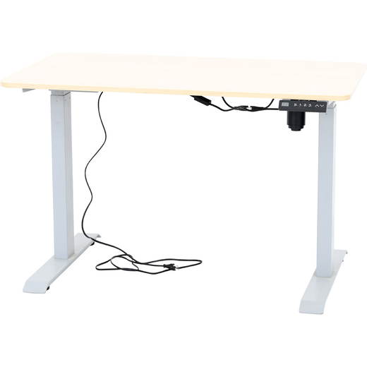 096957_a_19 Elektrisch höhenverstellbarer Tisch Hugo, 115 x 65 cm, TH 70-117 cm – alufarben – Ahorn Jylland - 096957 a 19