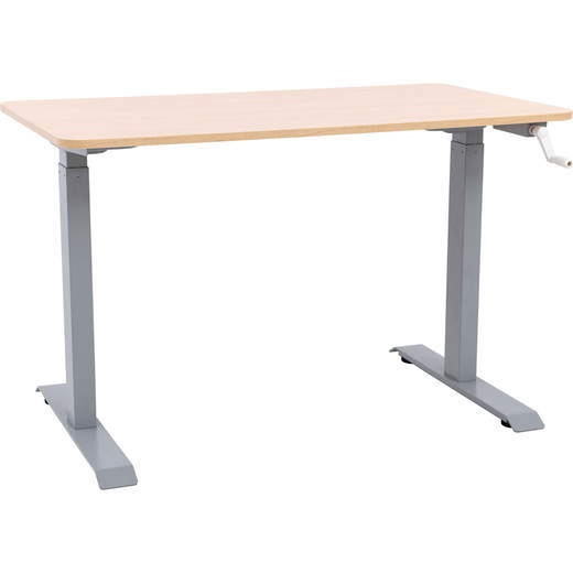 096959_a_19 Manuell höhenverstellbarer Tisch Hugo, 120 x 75 cm, TH 70-117 cm – alufarben – Ahorn Jylland - 096959 a 19