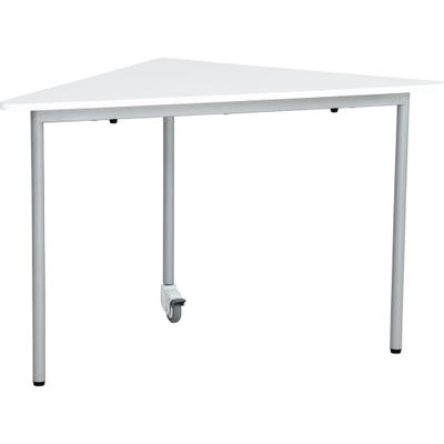 Moove+ Tisch 6, dreieckig, mobil, Seite 90 cm, TH 76 cm – weiß