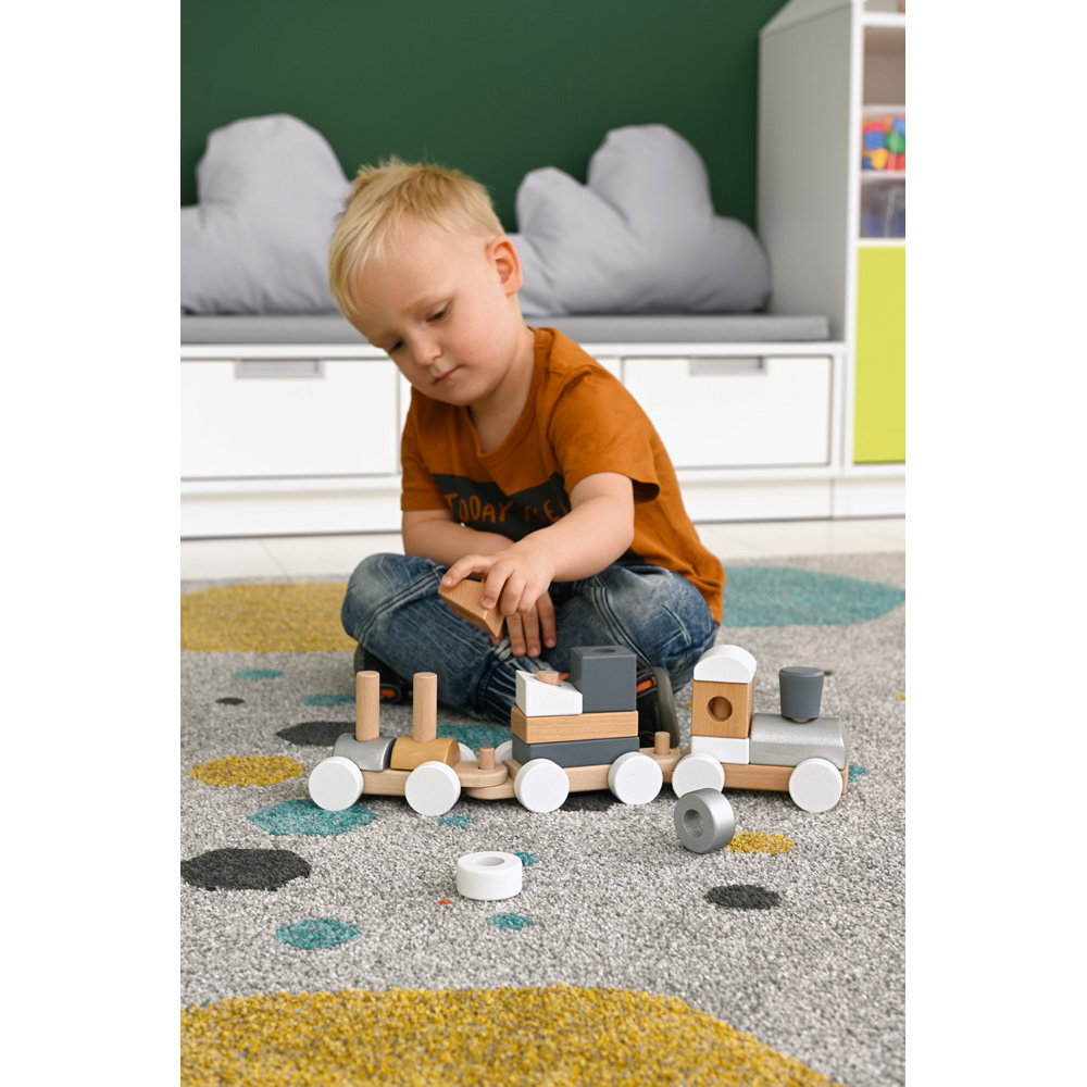 Holzzug mit weiß-grauen Bausteinen - 542123 d 22