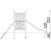 Robinio Kletterpfad – Spielturm mit Kletternetz, Kletterwand und Rutsche - 18101 Side view