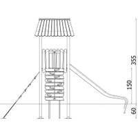 Robinio Waldgipfel – überdachter Kletterturm mit Seilaufstieg und Rutsche - 18110 Side view