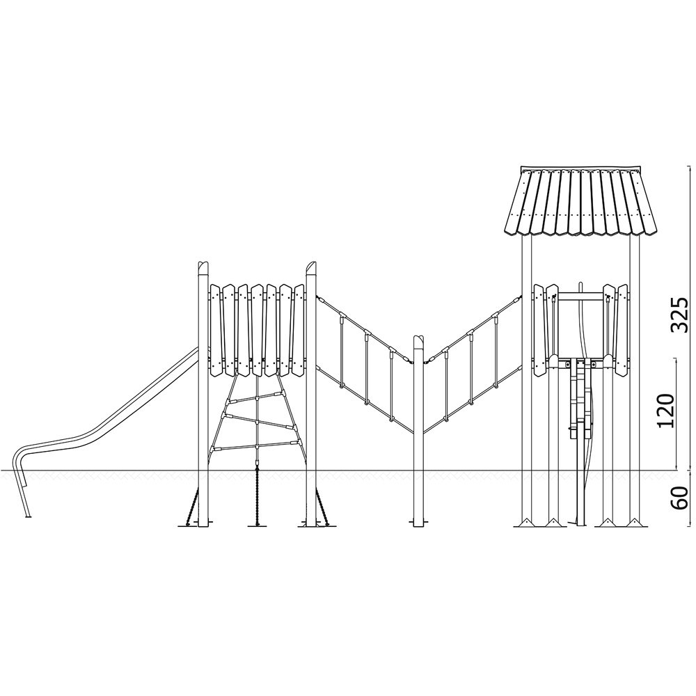 Robinio Seilbrücken-Abenteuer – Doppelturm-Spielanlage mit Rutsche - 18202 Side view