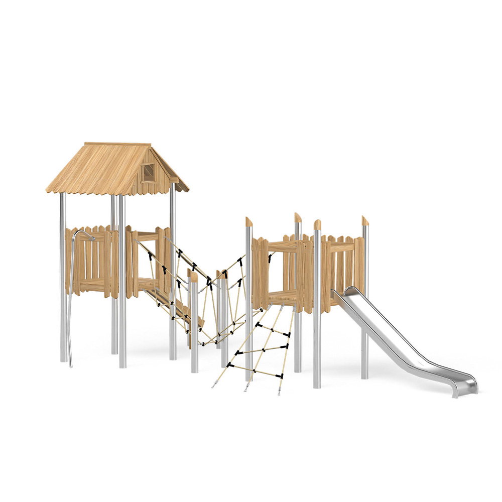 Robinio Seilbrücken-Abenteuer – Doppelturm-Spielanlage mit Rutsche - NV18202 g 25