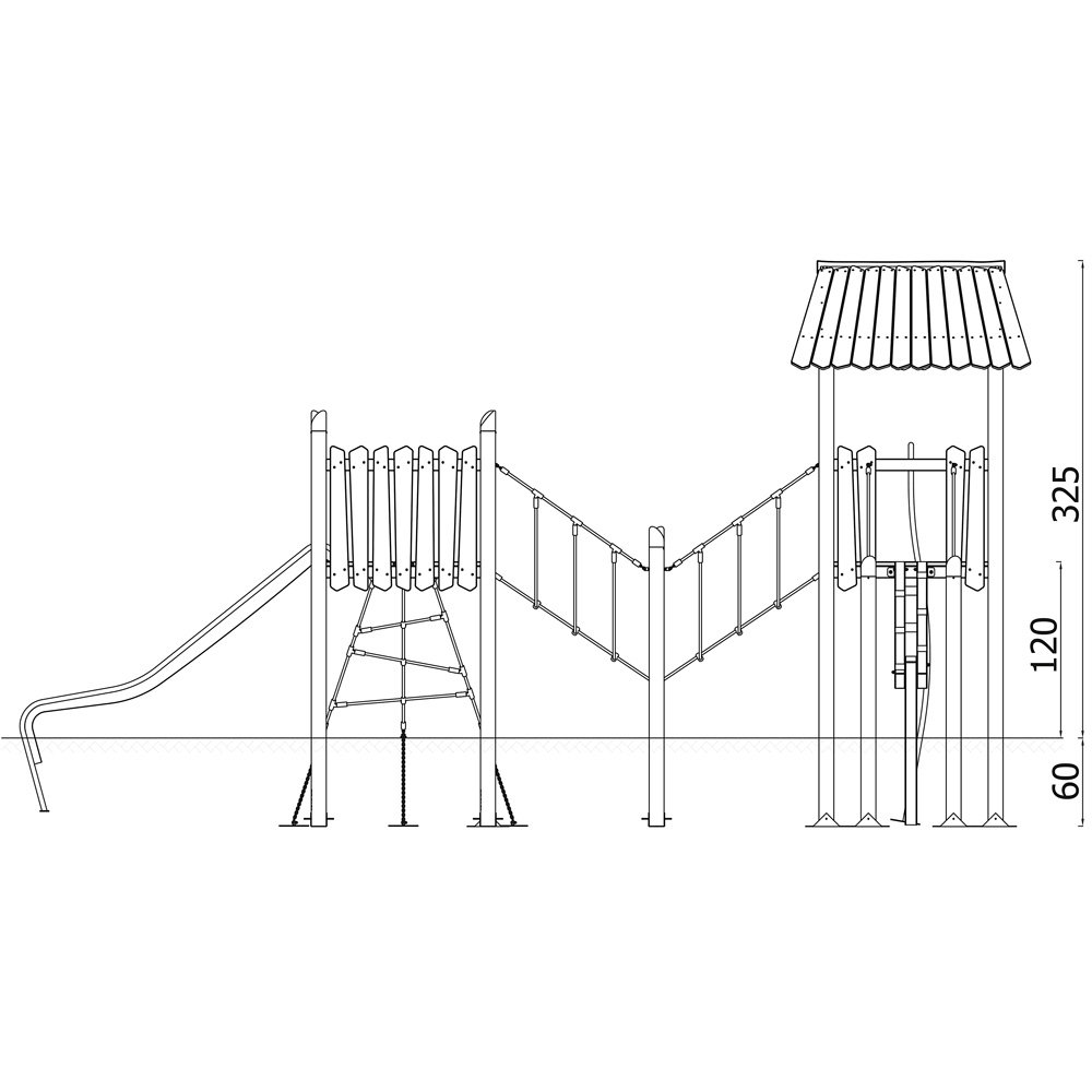 Robinio Seilbrücken-Abenteuer – Doppelturm-Spielanlage mit Rutsche - 18202 Side view